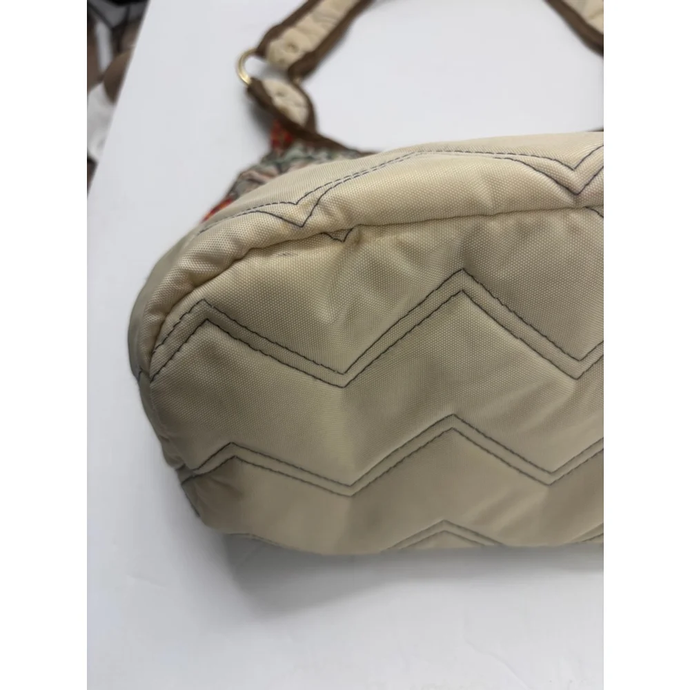 Women's Cinda b Beige quilted chevron Tote Bag and wristlet wallet One Size